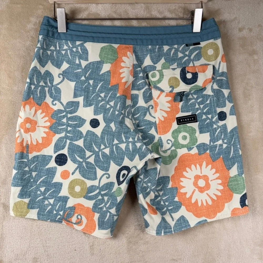 Vissla Mens Upcycled Coconut Floral Board Shorts Orange Teal Size 29 M106XZAN